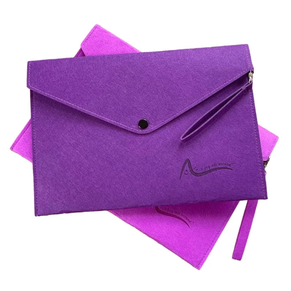 Felt File Folder, Purple Document Organizer, Button Closure (2-Piece Pack)